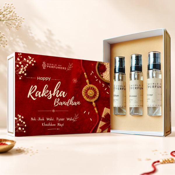 Royal Aura 3 Rakhi gift set — 3 body mists 100ml, World of Perfumers