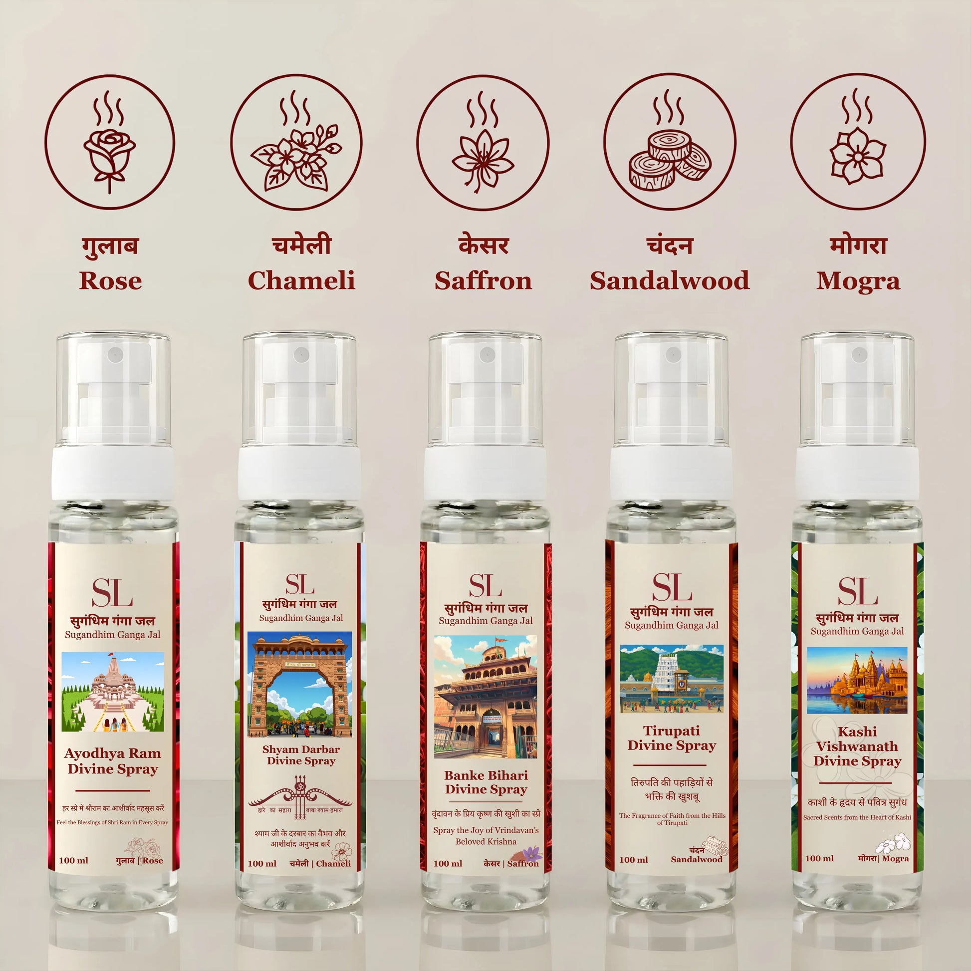 Sugandhim Ganga Jal rose chameli saffron sandalwood mogra
